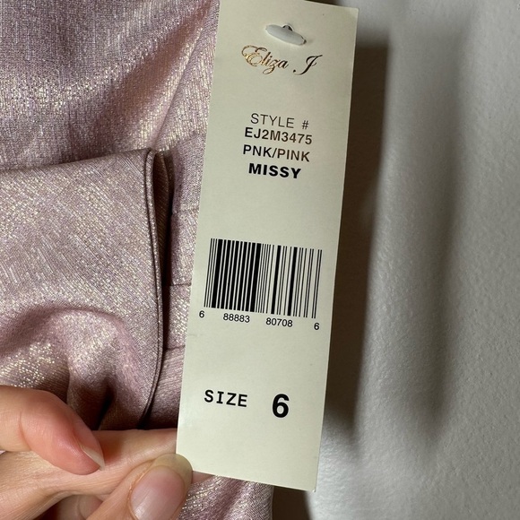 ELIZA J Light Pink Metallic Mini Dress with Bow Accent Size 6 - Picture 4 of 11